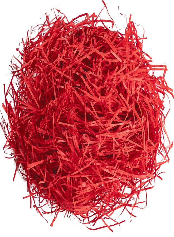 Gloreyan 1/2LB Easter Grass Shredded Paper Filler Red Raffia Paper Filler Grass for Xmas Easter Gift Wrapping Basket Filling Party Supply - Image 1